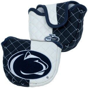 mallet putter cover quilted navy and white with embroidered Penn State Athletic Logo